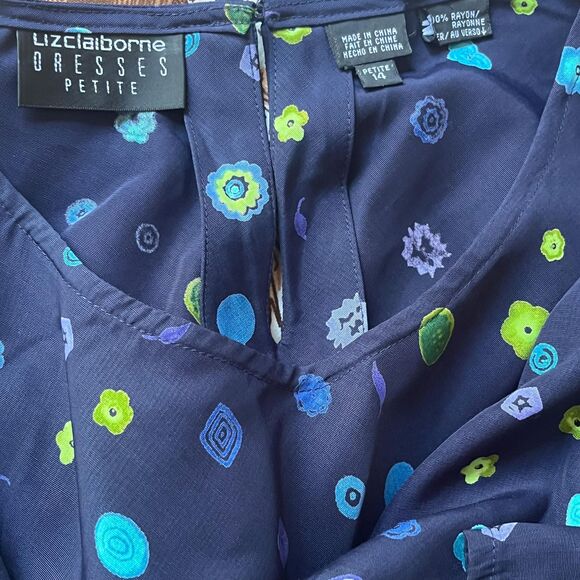 Vintagte 90s Maxi Dress Size 14 petite large Retro Liz Claiborne - Picture 9 of 9